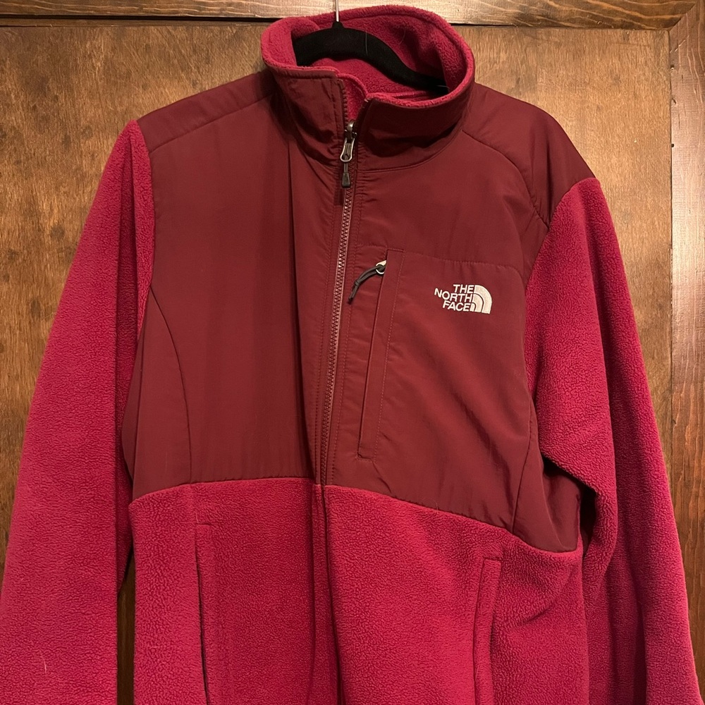 Pink/Maroon North Face womens zip up fleece